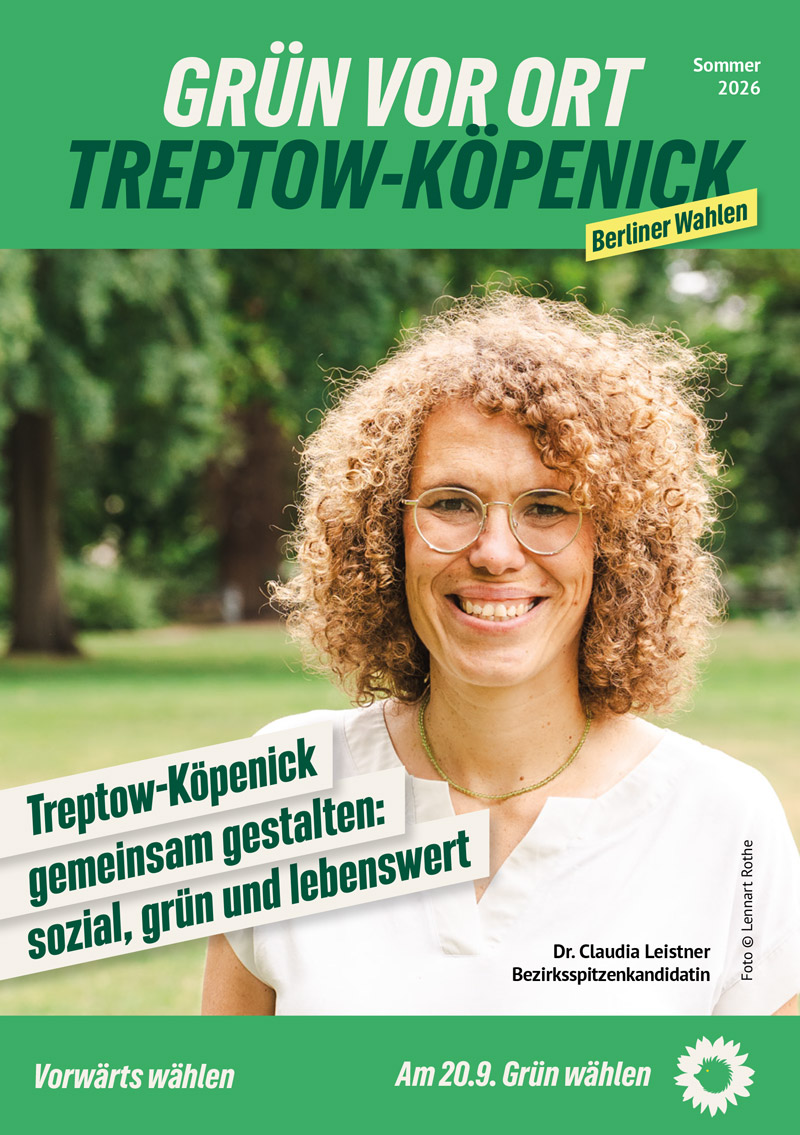 Cover der Kreisverbandszeitung Grün vor Ort, Ausgabe Sommer 2026 zu den Berliner Wahlen